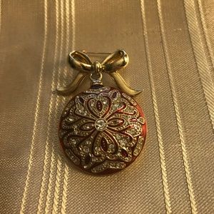 Red and Gold Cloisonne Brooch